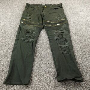 Jordan Craig Jeans Mens 42X32 Green Denim Pants Legacy Aaron Stretch Stacked Rip